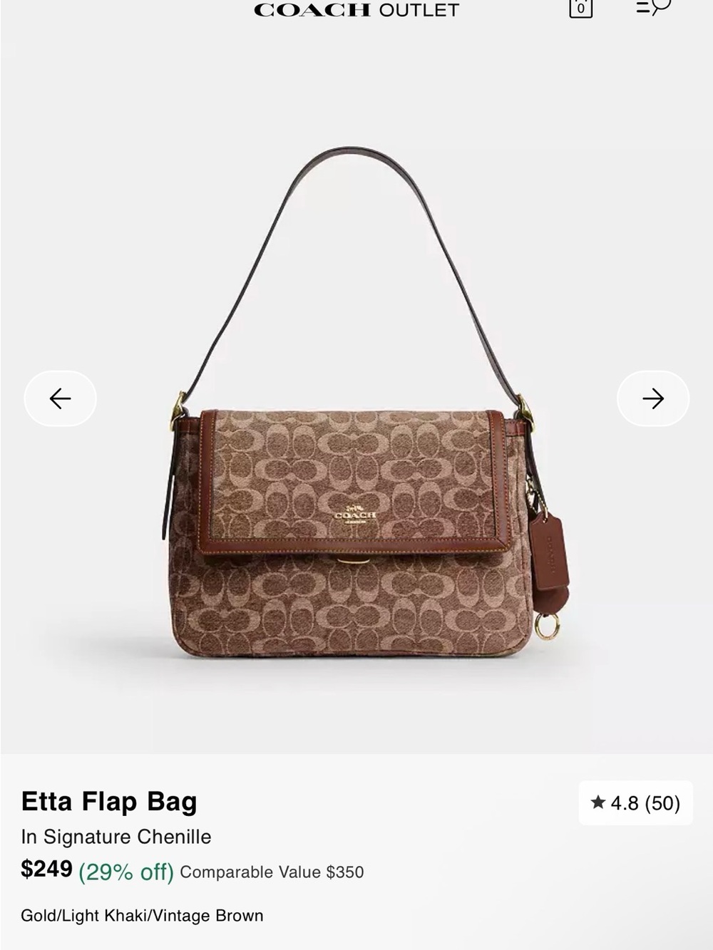 Coach Etta Flap Bag in Light Khaki. SOLD OUT ONLINE!! Brand new never opened.
